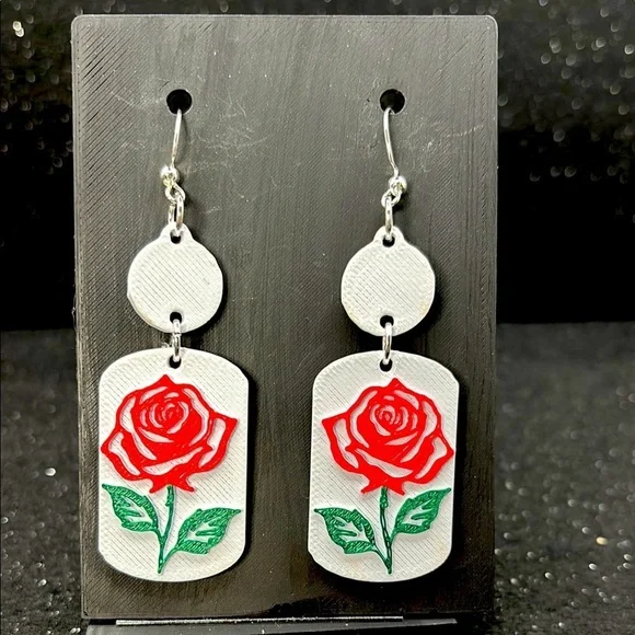 Red Rose Earrings - Picture 1 of 4